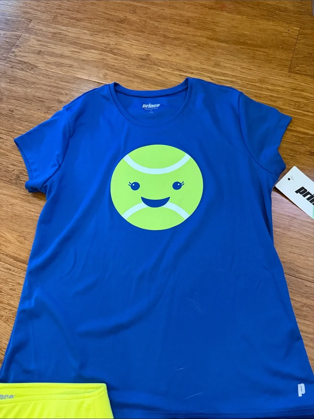 Prince girls tennis bundle of navy and neon skirts and graphic tee size 14 NWT